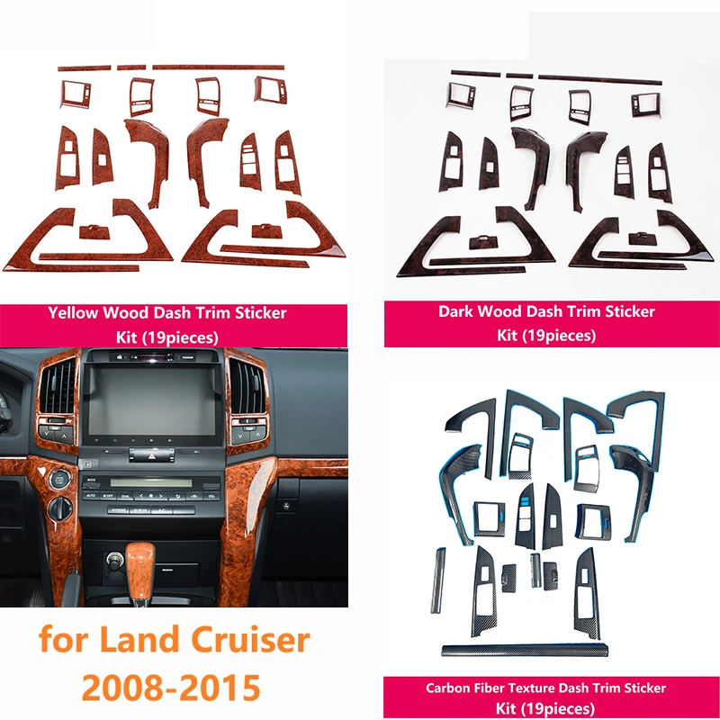 Wood Carbon Fiber Dash Trim sticker，Toyota Land cruiser 2008-2015 Dash Trim Sticker LC200 For Toyota Land cruiser