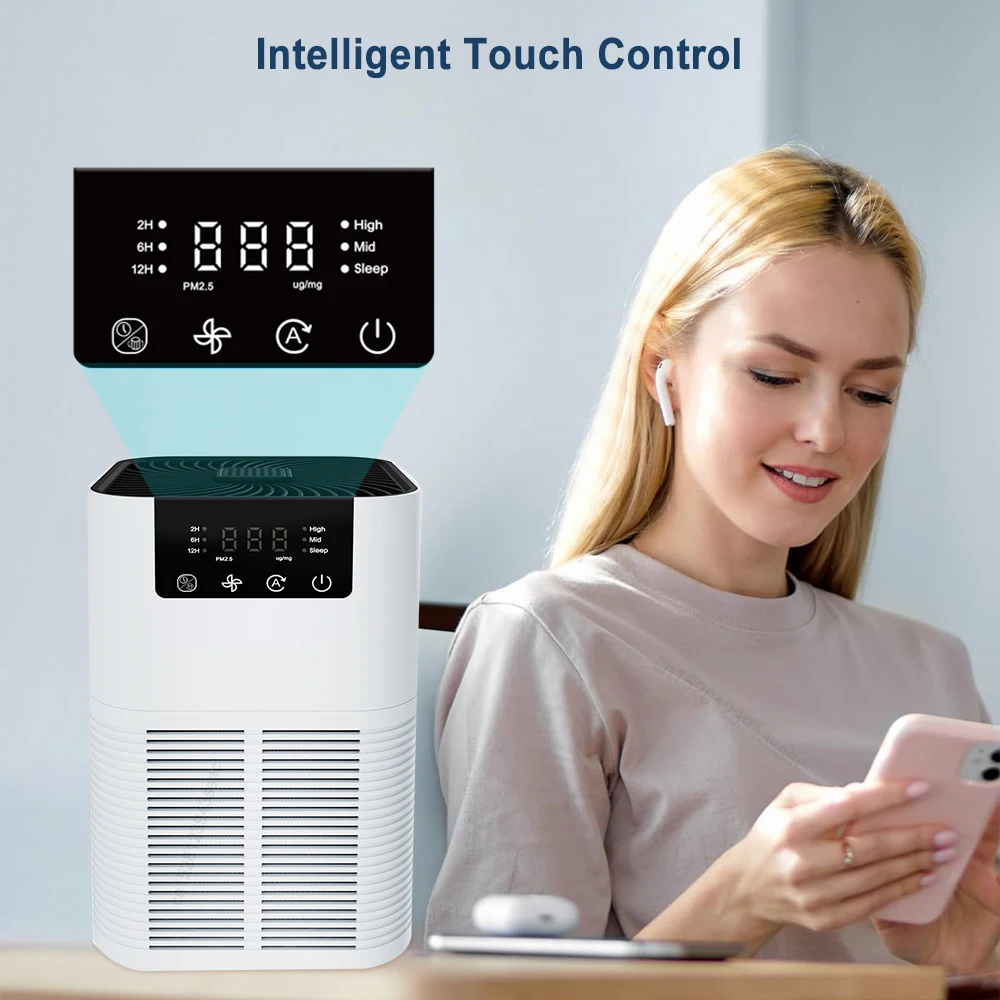 Air Purifier Smoke Odor Negative Ion Generator with Aromatherapy Air Cleaner for Household HEPA Filter Efficient Purifying Air