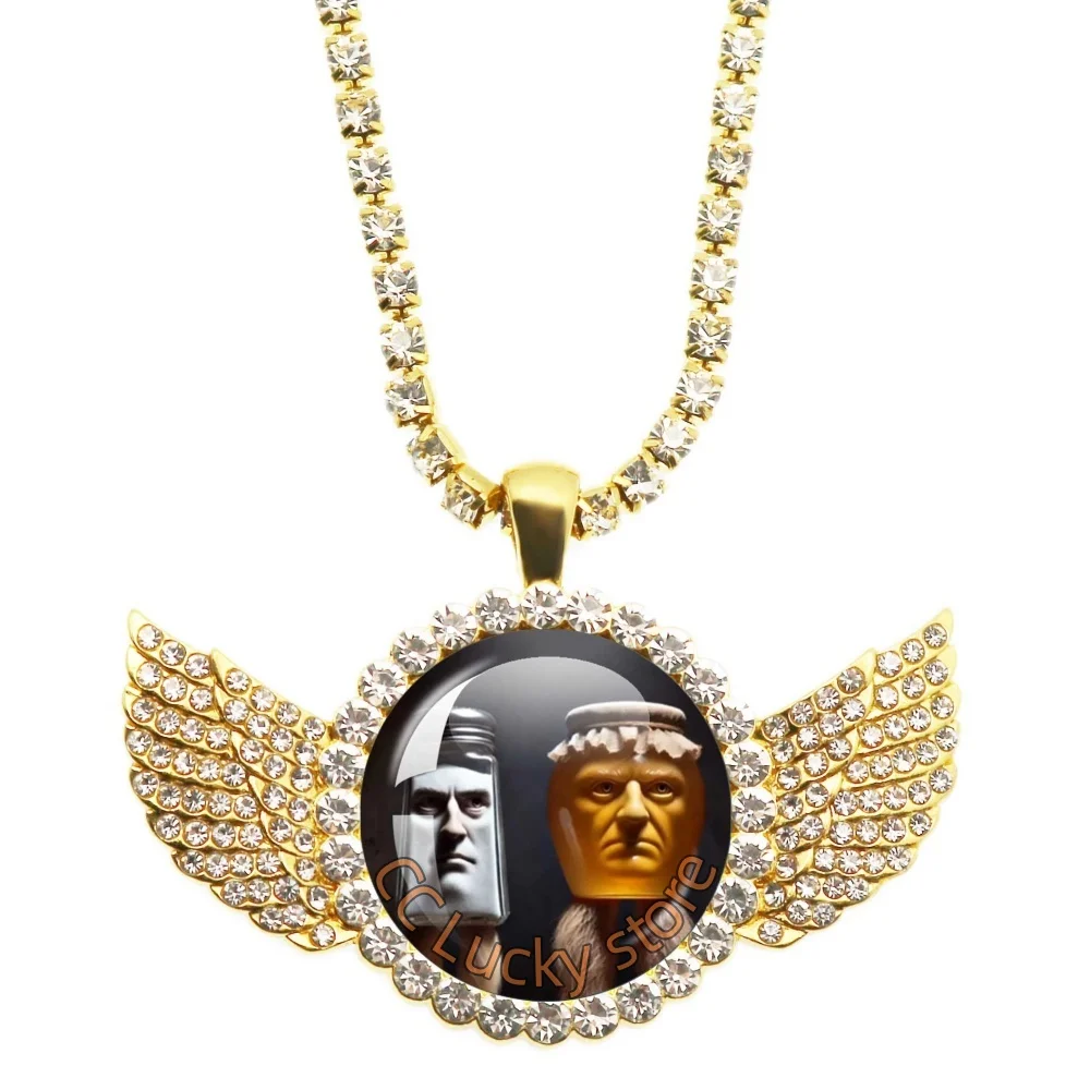 Italian Brainrot 25mm Angel Wing Necklace Pendant Funny Animal Tralalero Tralala Tung Tung Tung Sahur Accessories Jewelry Gift