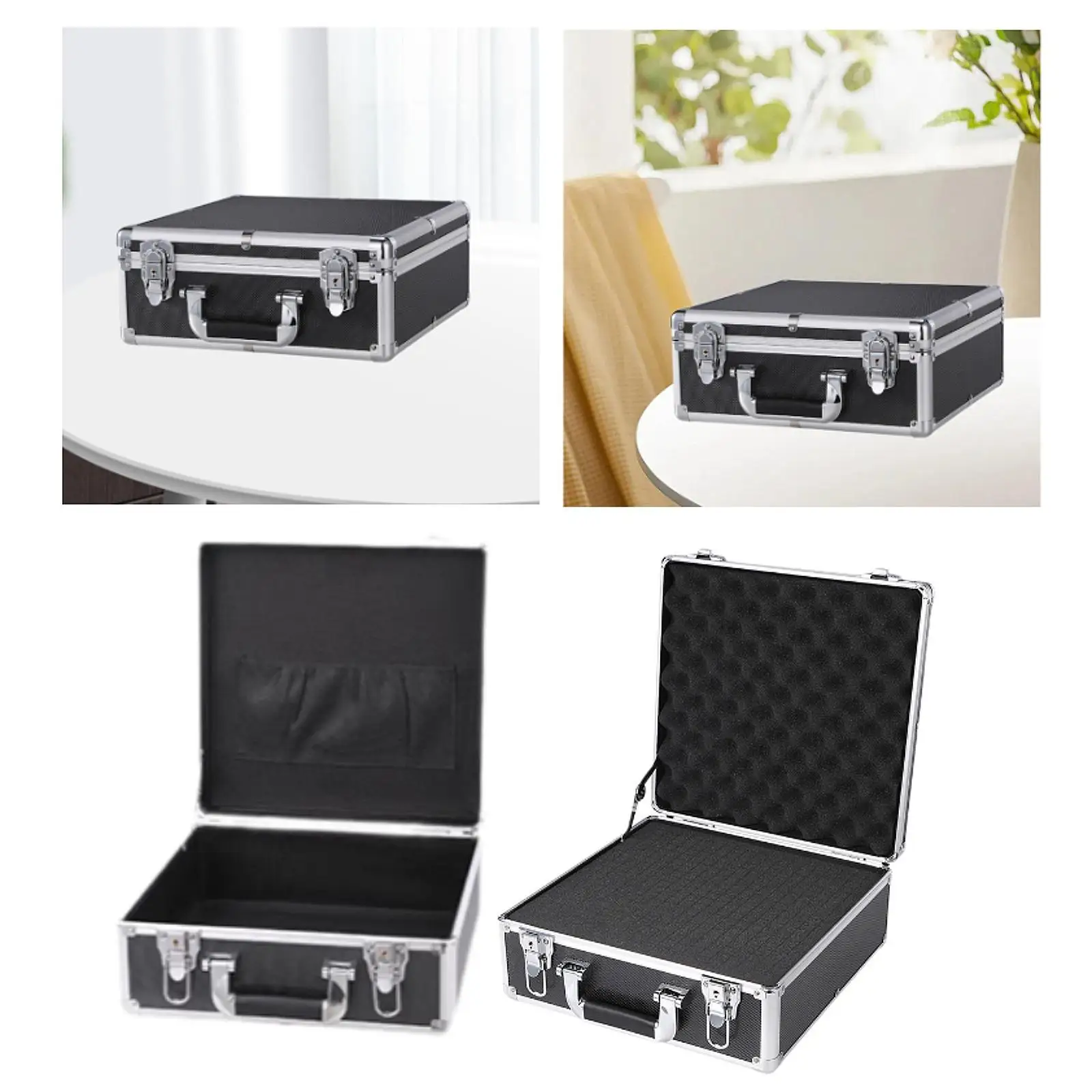 Aluminum Alloy Toolboxes Secure Document Storage Box Hard Shell Multipurpose Sturdy Lockable Storage Case Organizer,