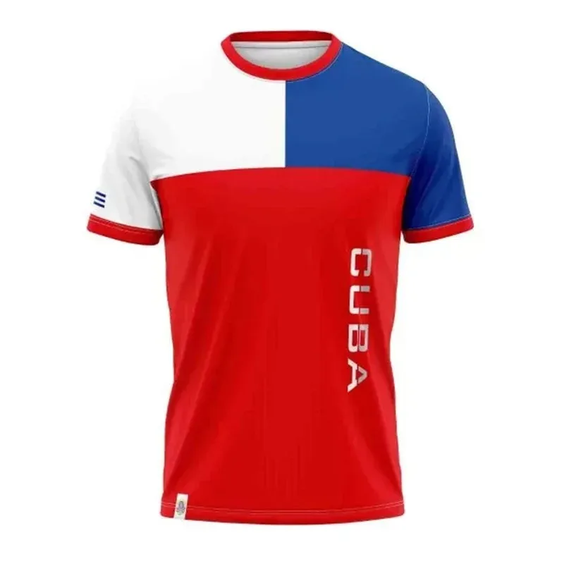 Kuba-Flaggen-Thema Herren Fußball-T-Shirt Tarnstreifen Sportmode Kurzarm Sommer Neu Locker Atmungsaktiv Schnelltrocknend T-Shirt – Detail 6