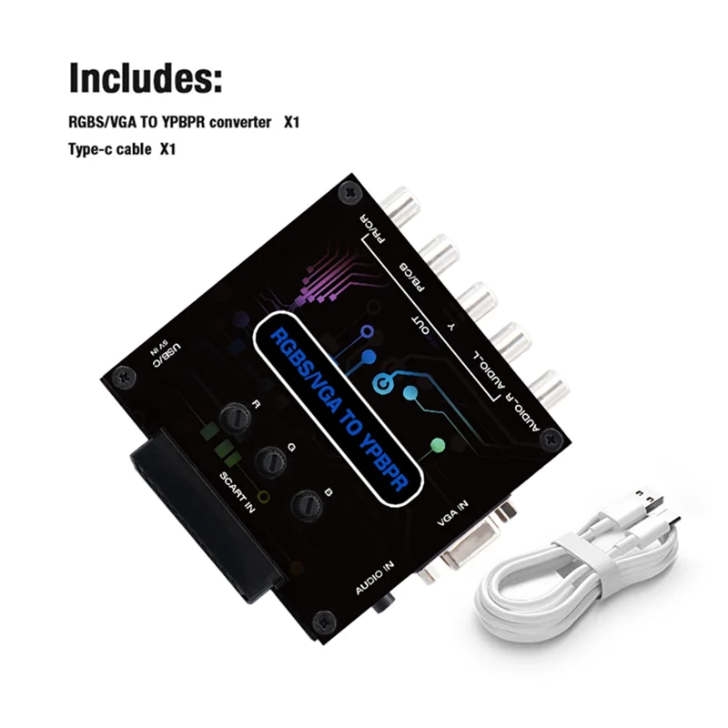 A73E-For Nintendo For PS1 For PS2 Game Console Compatible VGA To YPBPR RGBS Scart Color Difference Component Video Adapter Conve