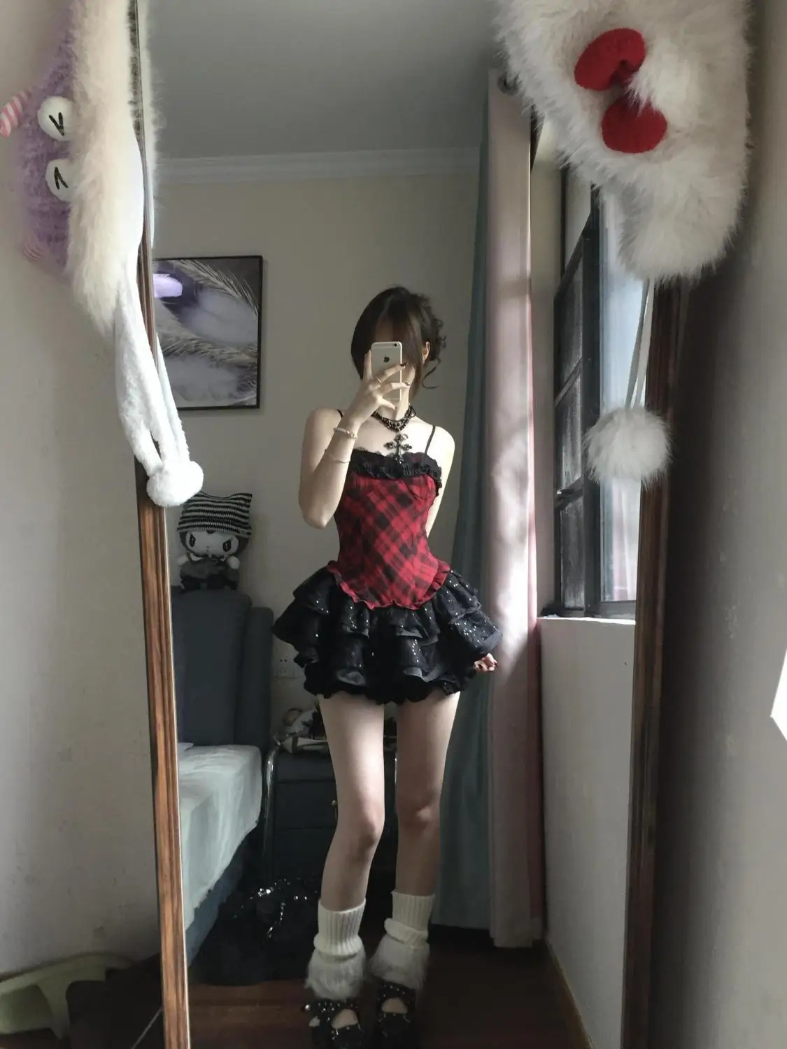 25 الربيع Y2k شيك معطف قصير منقوشة رقيق فستان خمر الإناث الرجعية الكورية الملابس الشعبية القوطية أنيقة 2 قطعة مجموعات امرأة #3