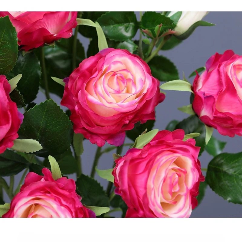 Green Aloes 3pcs Simulation Flowers Silk White Chinese Rose Artificial 3 Heads Fragrant Jade Roses Garden Decoration Flower