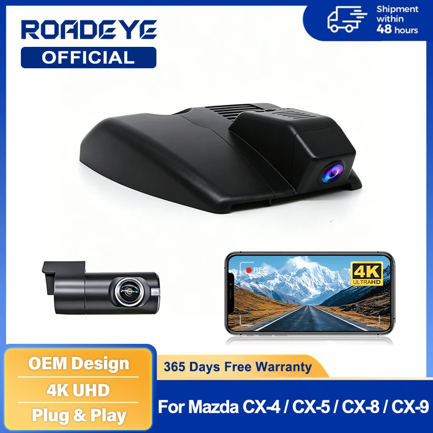 4K Wifi 3840*2160 Car DVR Dash Cam Camera 24H Video For Mazda CX-4 CX-5 CX-8 CX4 CX5 CX8 KF KG CX 4 5 8 2017~2024