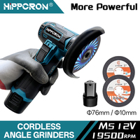 Hippcron 12V Cordless Electric Angle Grinder 19500rpm Lithium Battery Mini Polishing Grinding Machine Diamond Cutting Power
