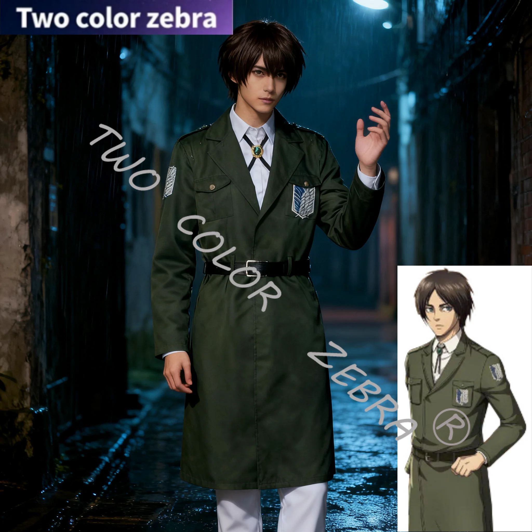 

Anime AOT Levi Cosplay Costume Jacket Military Trench Coat Uniform Full Set Scouting Legion Soldier Army Green Jacket Coat