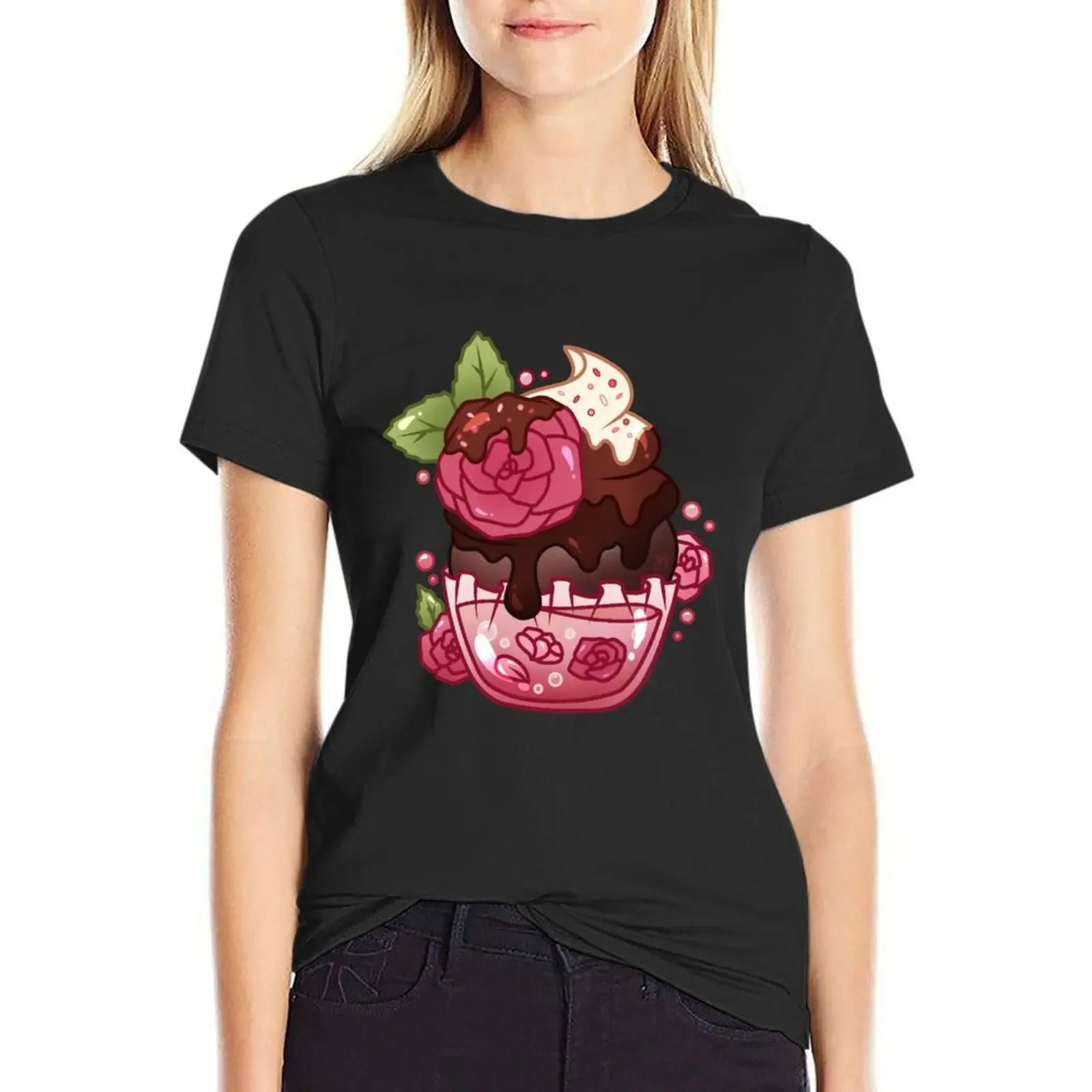 

Rose Chocolate Cupcake T-Shirt shirts graphic tees cute clothes korean fashion spring clothes Women 2024