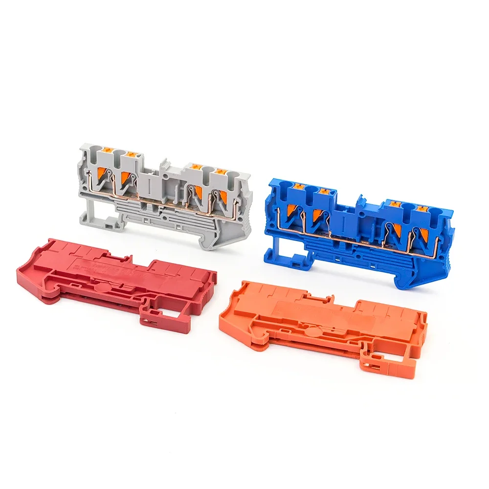 10Pcs Terminal Block PT2.5-QUATTRO 4 Conductors Din Rail Electrical Wire Spring Connection Push In Conductors Wire Connector