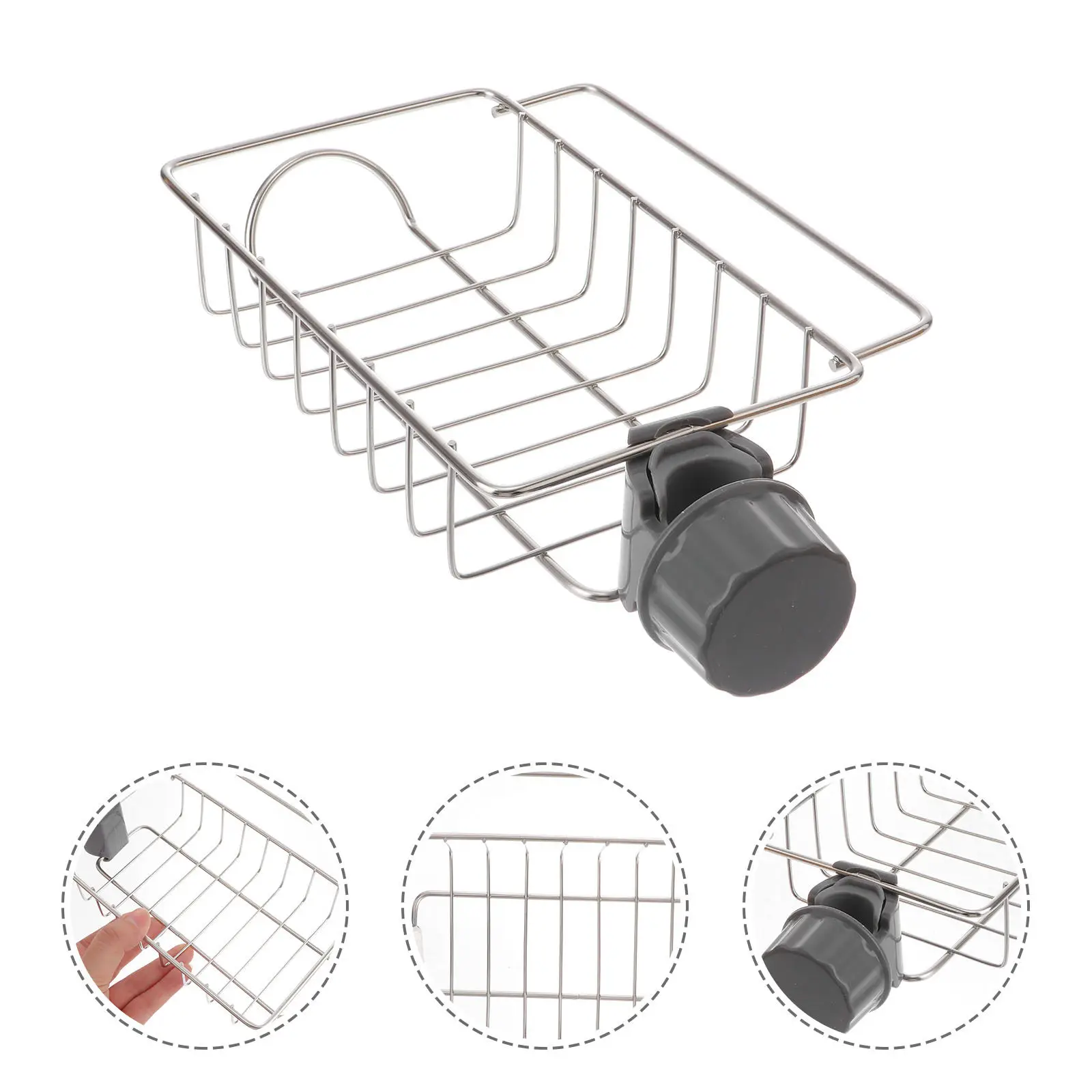 1Pcs Stainless Steel Faucet Sponge Rack Rust Resistant Kitchen Sink Organizer Storage Holder Sponge Drainer Shelf Easy Install