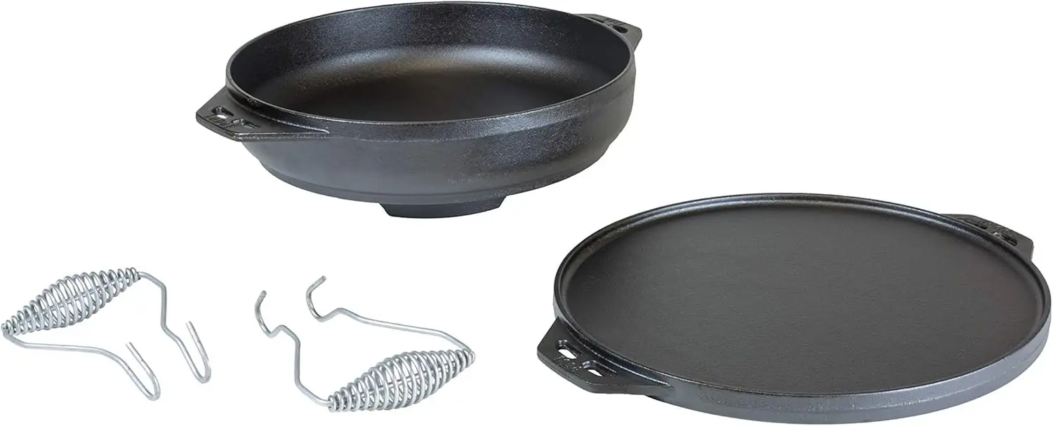 Cook-It-All Kit. Five-Piece Cast Iron Set includes a Reversible Grill/Griddle 14 Inch, 6.8 Quart Bottom/Wok, Two