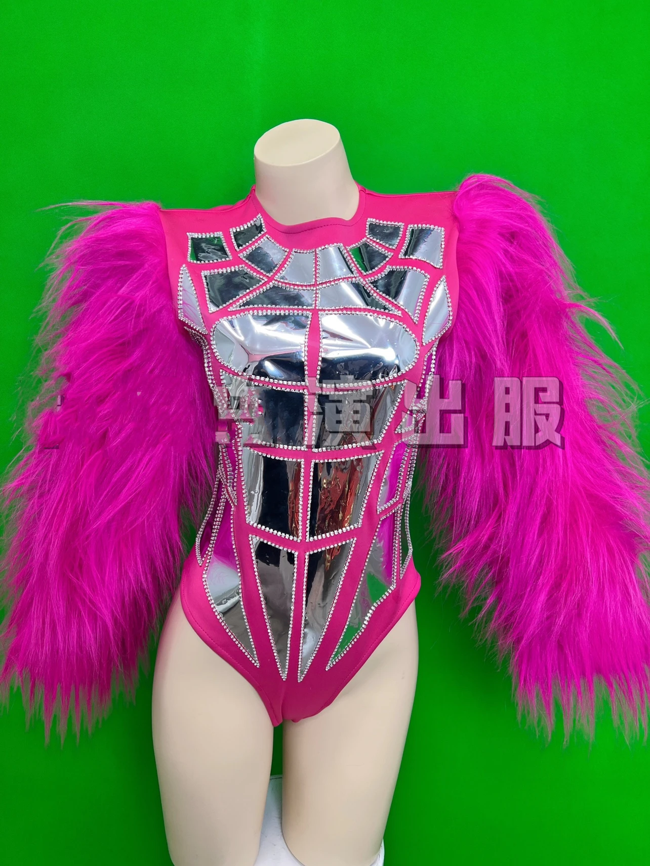 rose pink mirror embellished diamond European and American grand singer stage outfit gogo DS nightclub performance co