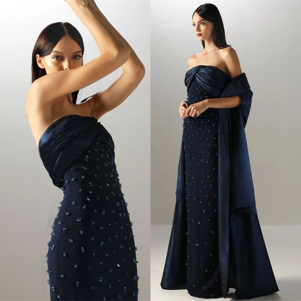 Robe de soirée sans bretelles en Jersey de luxe personnalisée, robe de bal classique sans manches, tempérament, traîne de balayage, robes d'occasion spéciale