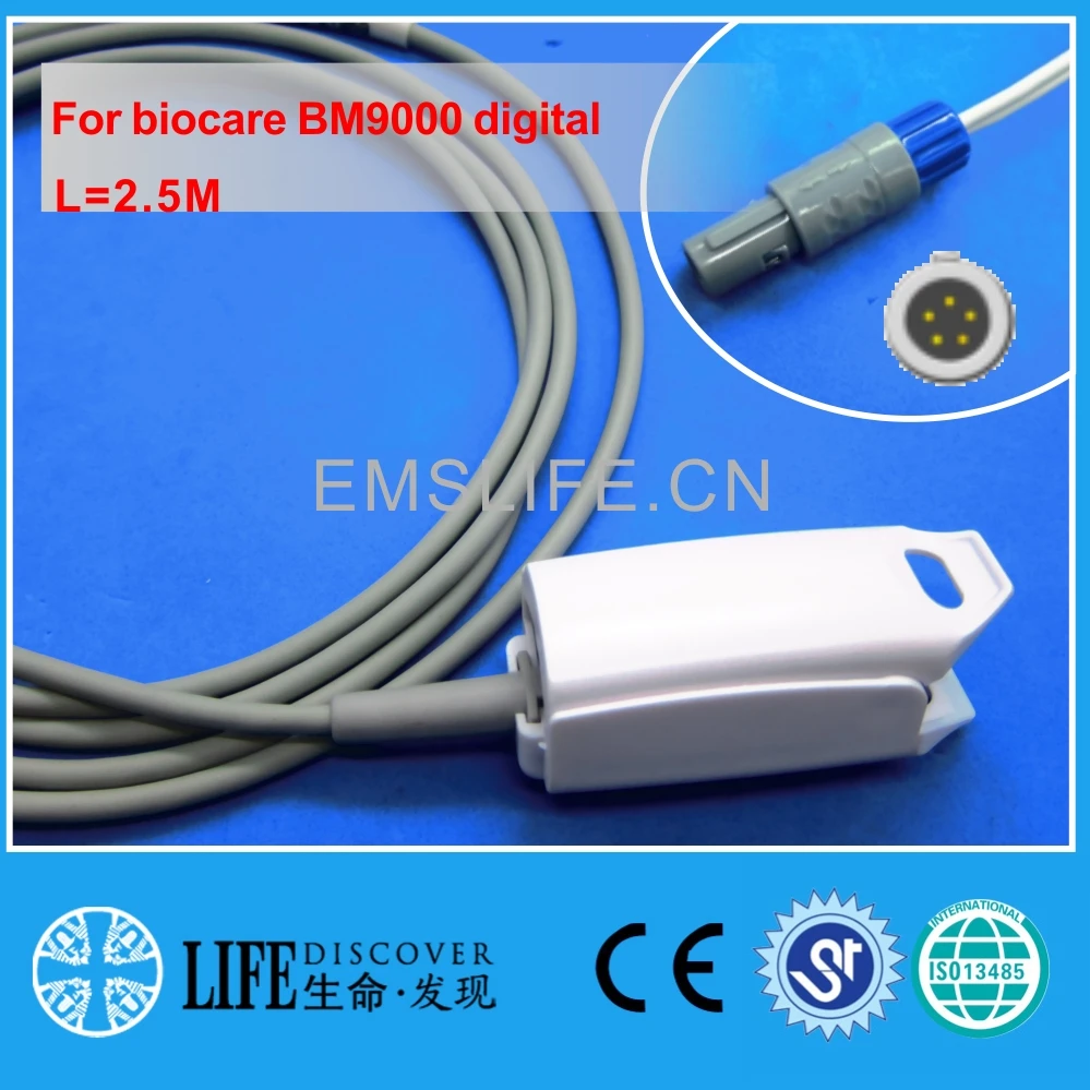 Reusable adult finger soft spo2 sensor for  Biocare 9000s digital patient monitor