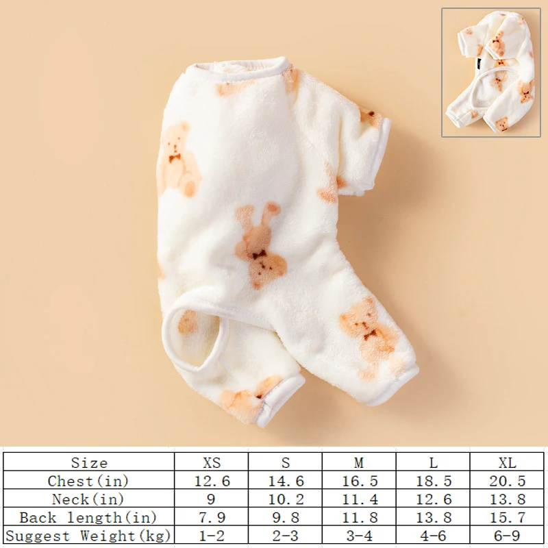 ملابس الحيوانات الأليفة الساخنة لطيف الدب طباعة هوديي الخريف والشتاء ملابس بأربعة أرجل ملابس الكلب القط #6