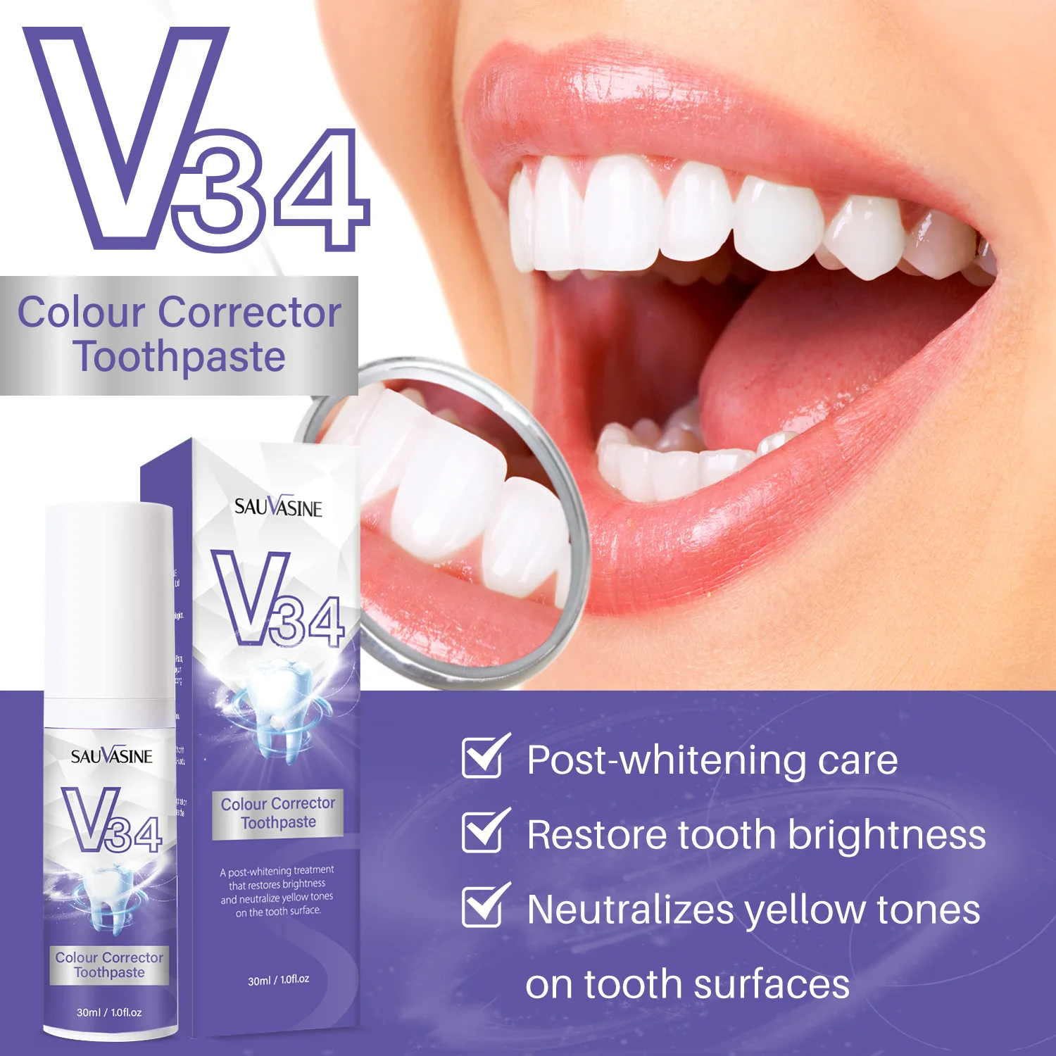 

New Arrival V34 Tooth Mousse Toothpaste Removes Smoke Stains and Brighens Breath