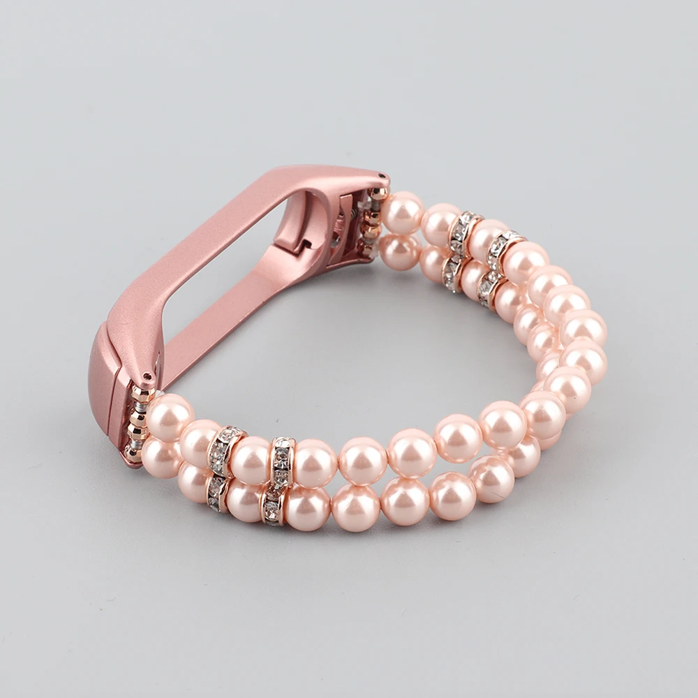 Pink Pearl Mi Band 5 6 Bracelet Jewelry Watchband Strap for Xiaomi Mi Band 6 Wrist Band for Miband 6 Wristband Loop Elasticodel