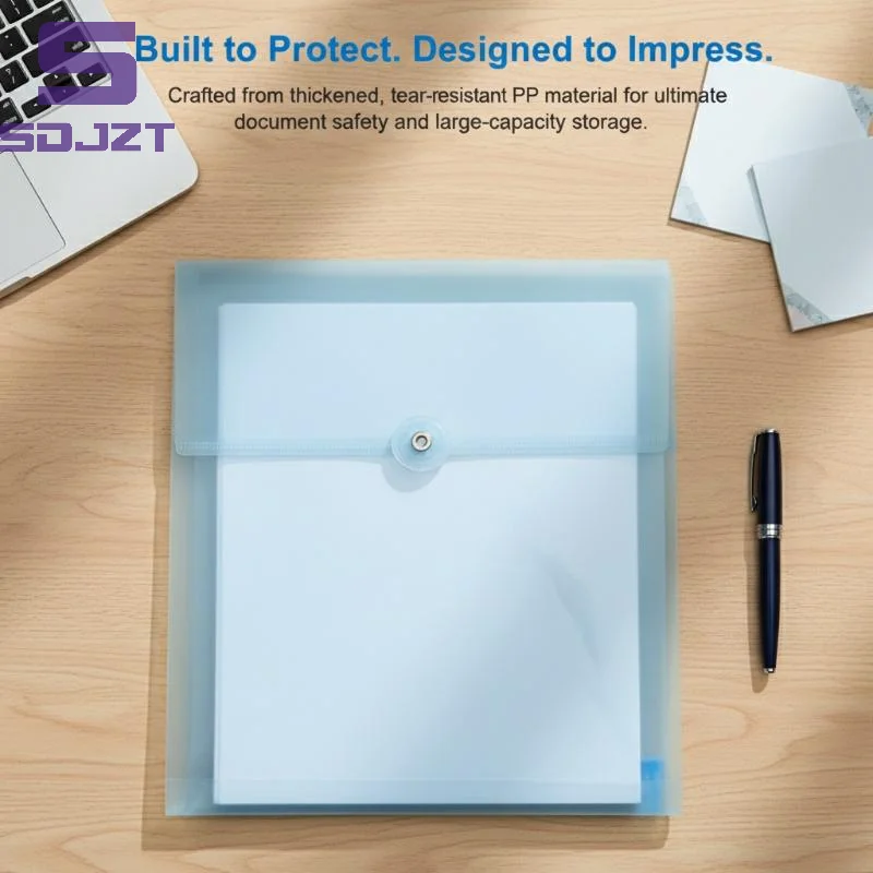 Clear Plastic Envelopes A4 Waterproof 2Pcs With Cord Buckle Document Folder For Office School Paper Filing Storage