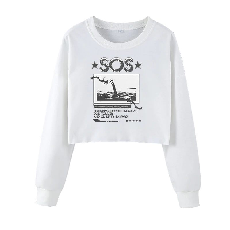 Sza Sos World Tour Album Crew Neck Sweatshirt Text Print Street Style For Both Women Suitable Cropped Pullover