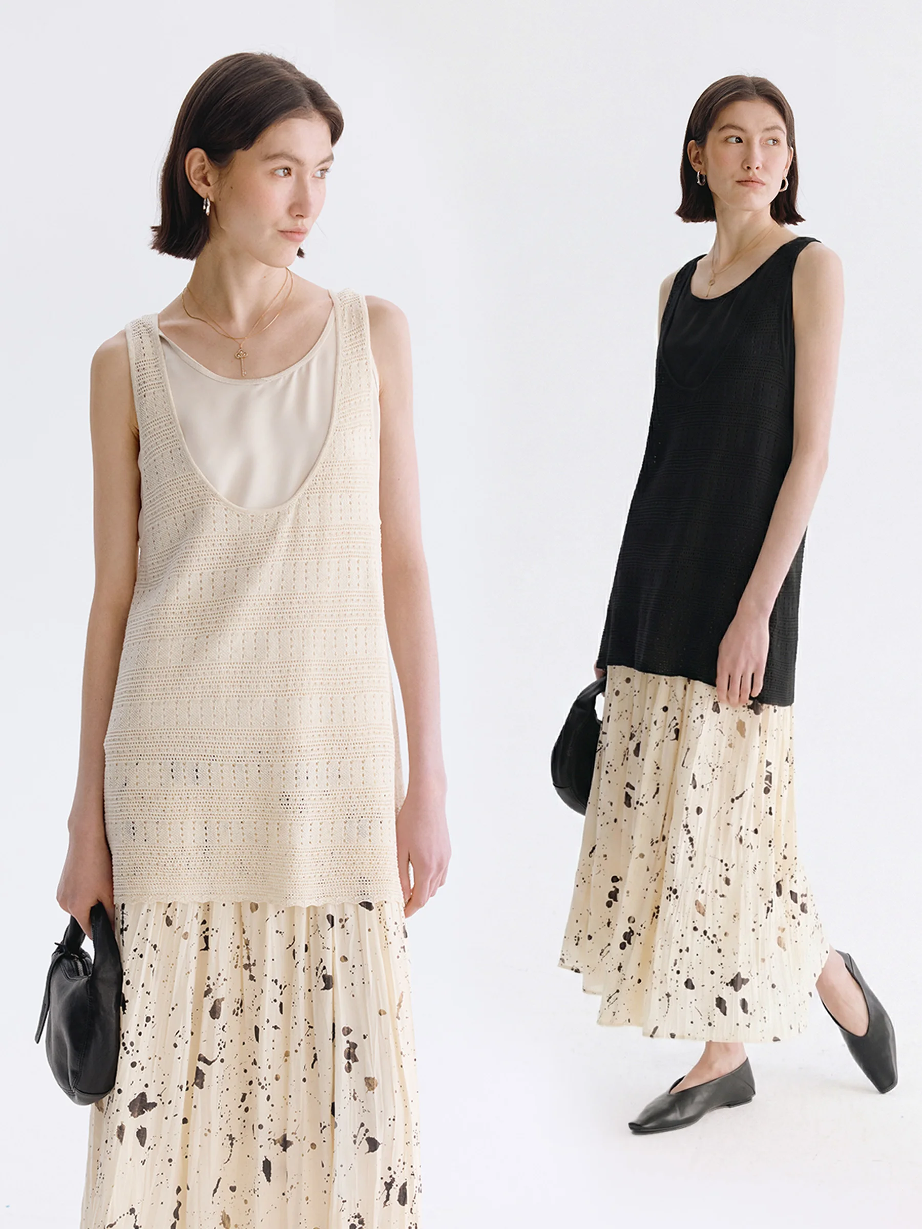 

Женский удлиненный топ-майка Long Svel с U-образным вырезом, шелково-льняной, для многослойных образов, весна-лето, новинка, двухслойный, удлиненный, с U-образным вырезом