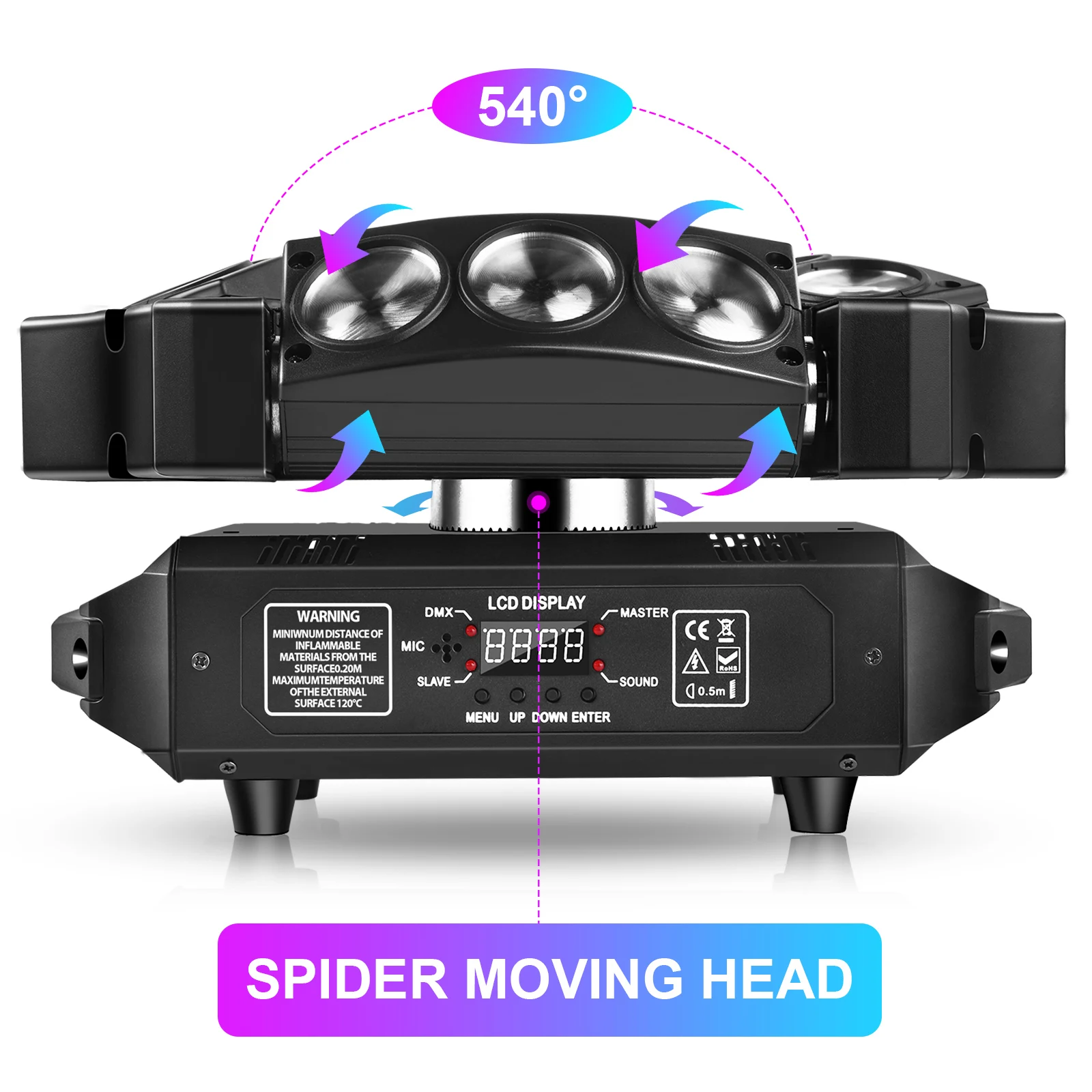 Yiflamefly Mini 9 Head Bird Moving Head Stage Effect Light with Strobe  RGB LEDs DMX512 Sound Auto Master-slave For Parties Club