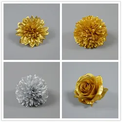 Silk flower heads for wedding decoration, flowers, flowers, rose, gold, silver, chrysanthemum, DIY, DIY, 50PCs