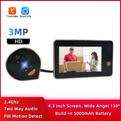 3MP Wireless House Video Eye Doorbells Tuya Smart 2.4G Wifi Outdoor Digital Door Peepholes With Camera Support Two Way Audio