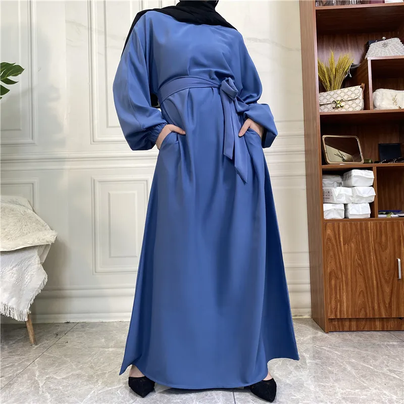 

Modest Casual Abaya Muslim Women Long Sleeve Maxi Dress Turkey Arabic Kaftan Dubai Saudi Robe Islam Jalabiya Ramadan Eid Vestido