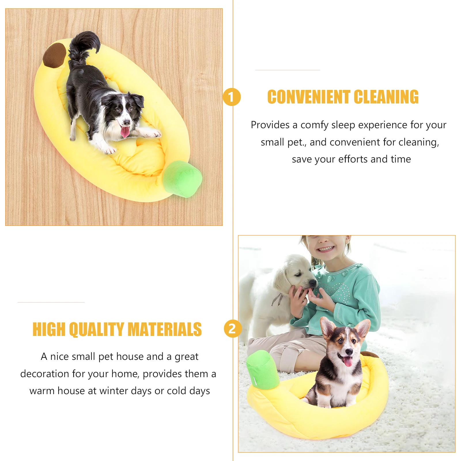 

Dog Bed Cartoon Banana Kennel Cot Cloth Decorative Pet Adorable Warm Nest