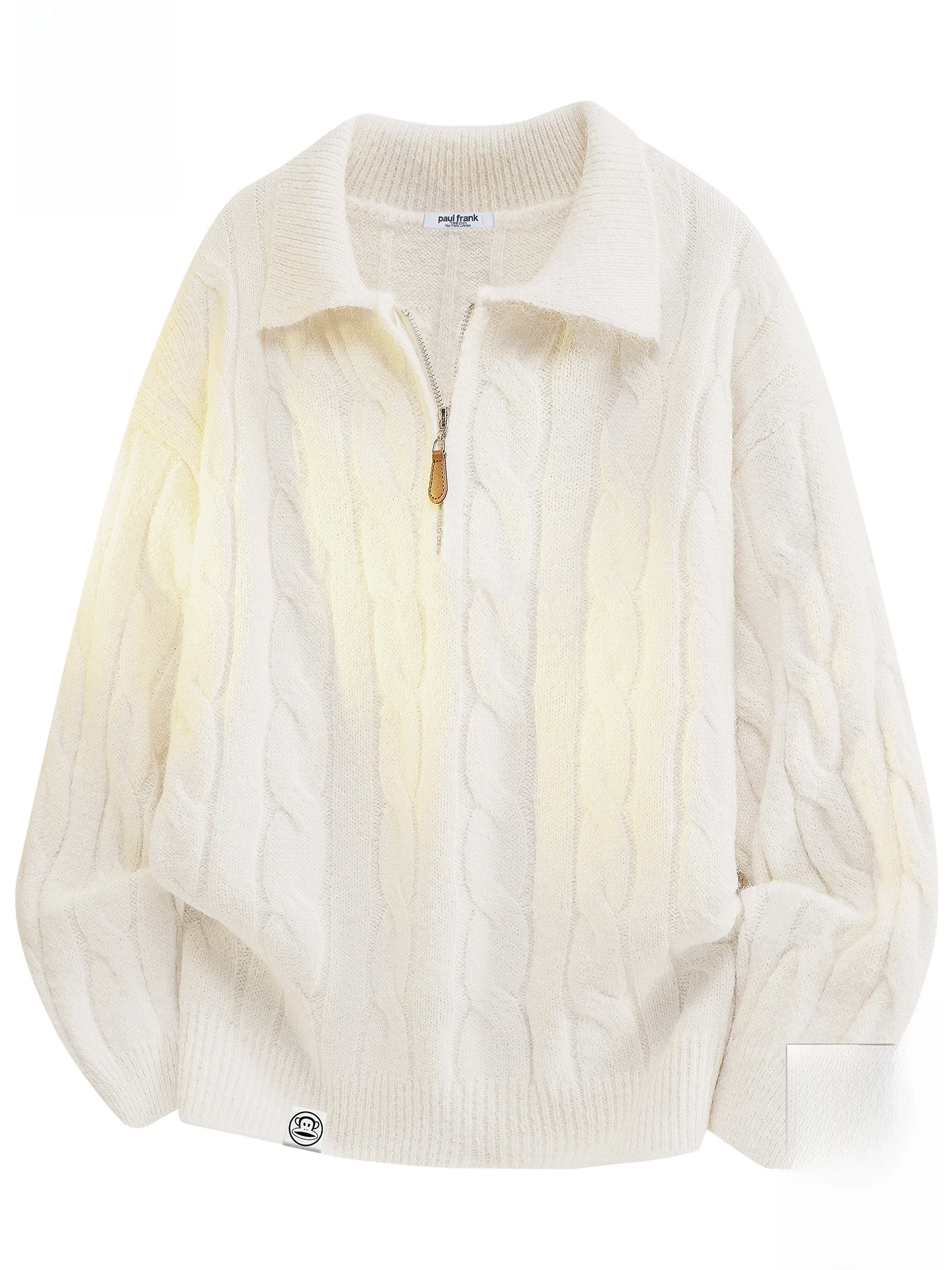 

Мужской свитер Paul Frank свободного кроя с воротником на молнии, повседневный теплый зимний топ с принтом обезьяны, модная вязаная одежда