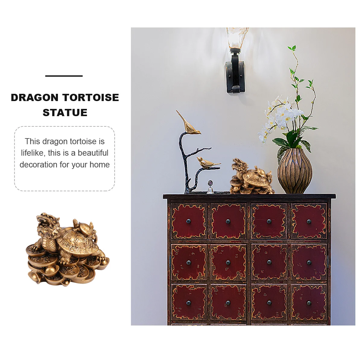 

1Pcs Dragon Turtle Resin Ornament Effect Craft Symbol Prosperity Luck Health Home Room Decoration Dragon Turtle Ornament