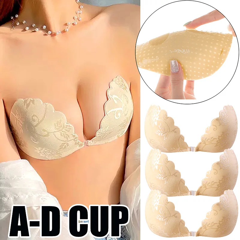 Autocollants de poitrine en silicone sexy, broderie en dentelle, soutien-gorge push-up, auto-adhésif, couverture invisible, coussretours de soutien-gorge sans bretelles, patch de pétales de poitrine