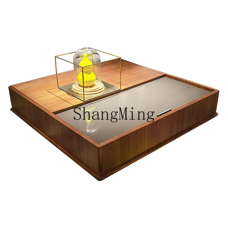 

ZYH modern simple living room coffee table light luxury storage paint walnut color cabinet