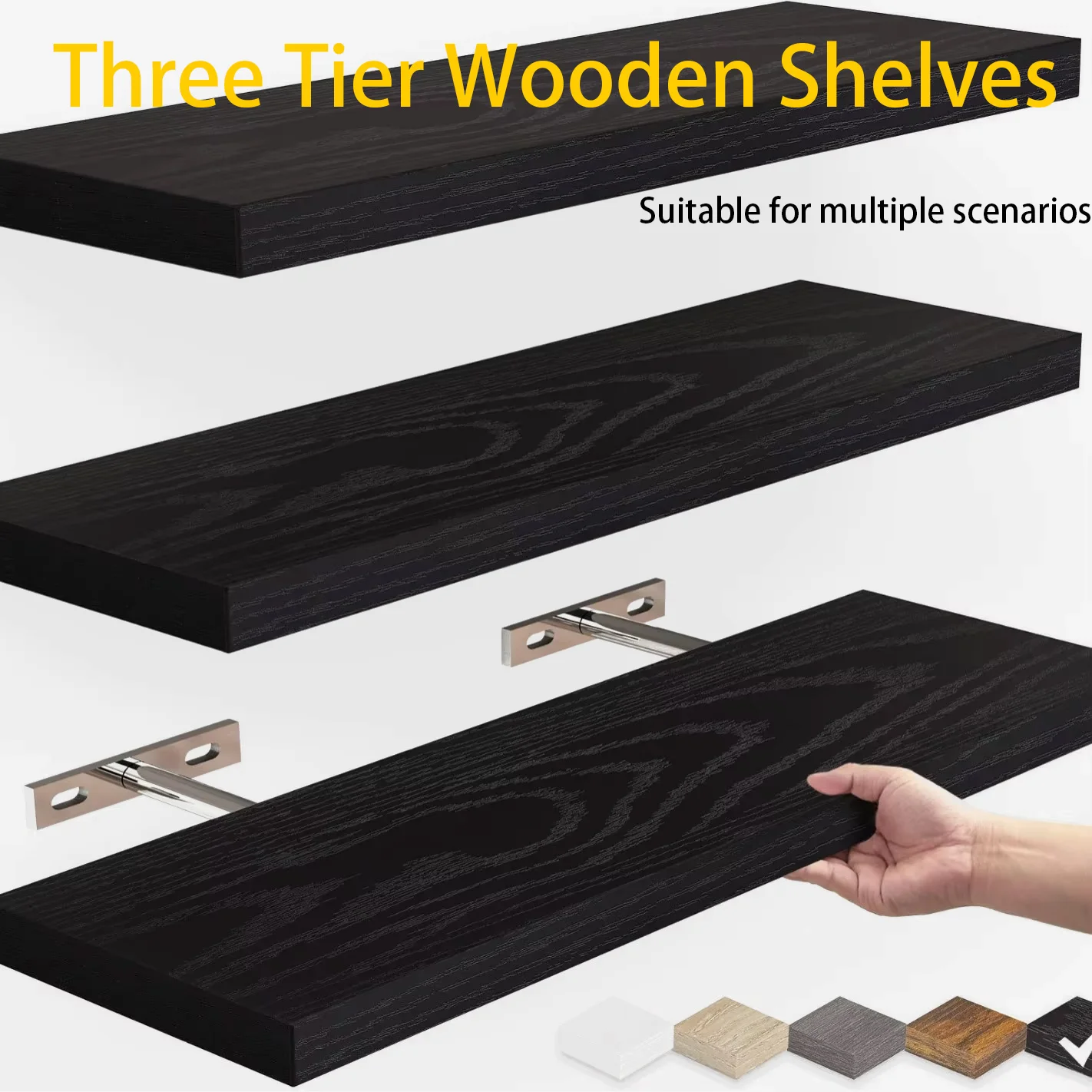 

Floating Shelves for Wall, Bathroom Accessories Wall Mounted Wood Shelves for Bedroom, Living Room, Kitchen, Hanging Shelf