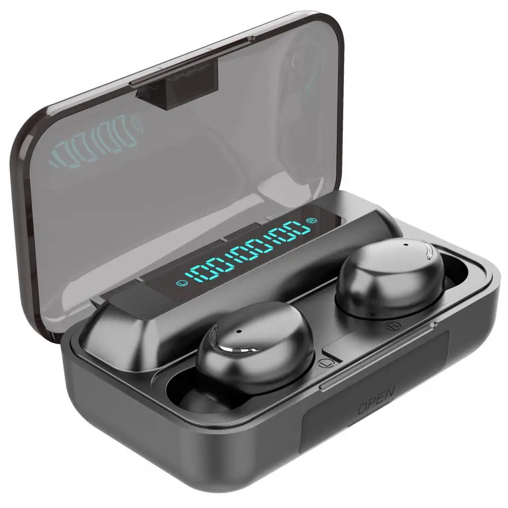 F95C ชุดหูฟังไร้สาย Bluetooth-ใช้งานร่วมกับ5.0หูฟังกีฬาชุดหูฟัง LED ดิจิตอลจอแสดงผล In-Ear หูฟัง Наушники Беспроводной