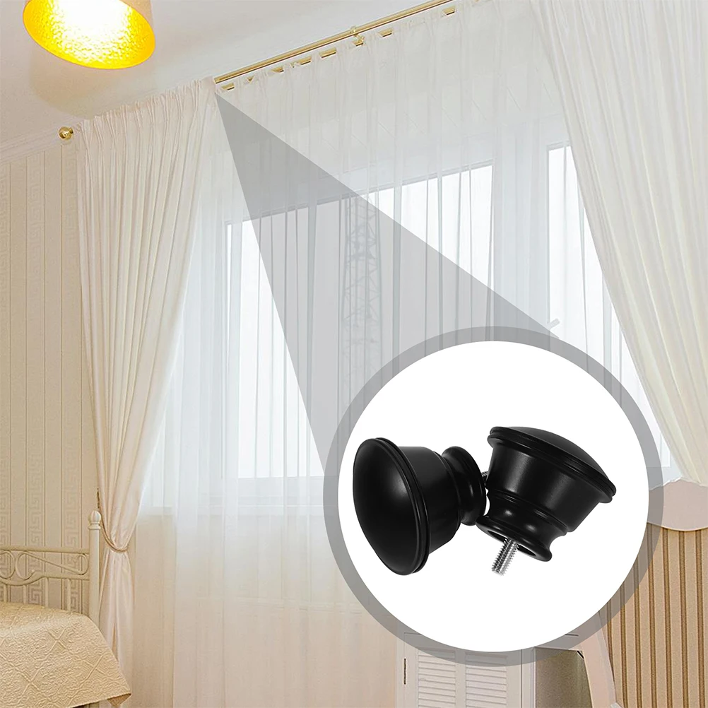 

4 Pcs Curtain Rod Finials Decorative Cap Ends for Window Treatment Modern Design Stable Support Robust Construction Easy