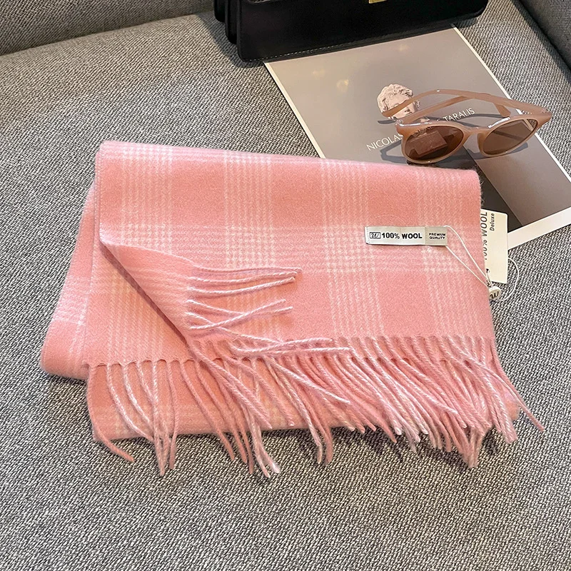 Luxury Plaid Scarf Winter Warm Cashmere Women Long Female Scarves Lady Tassel Shawl Wraps 2024 Design New