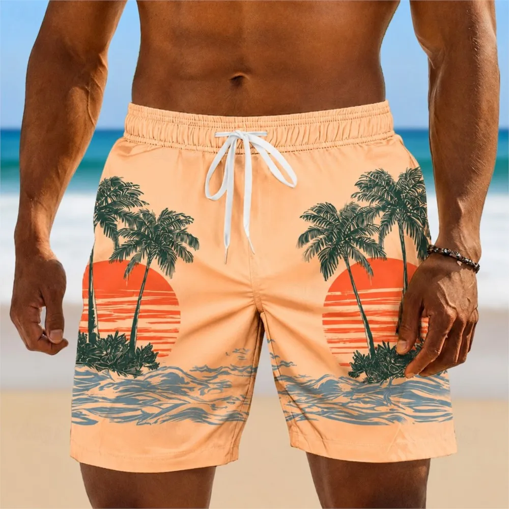 Summer Hot Selling Men's Beach Coconut Tree 3D Shorts Hawaiian Style Vacation Parent-child Quick Drying Casual Sports Shorts