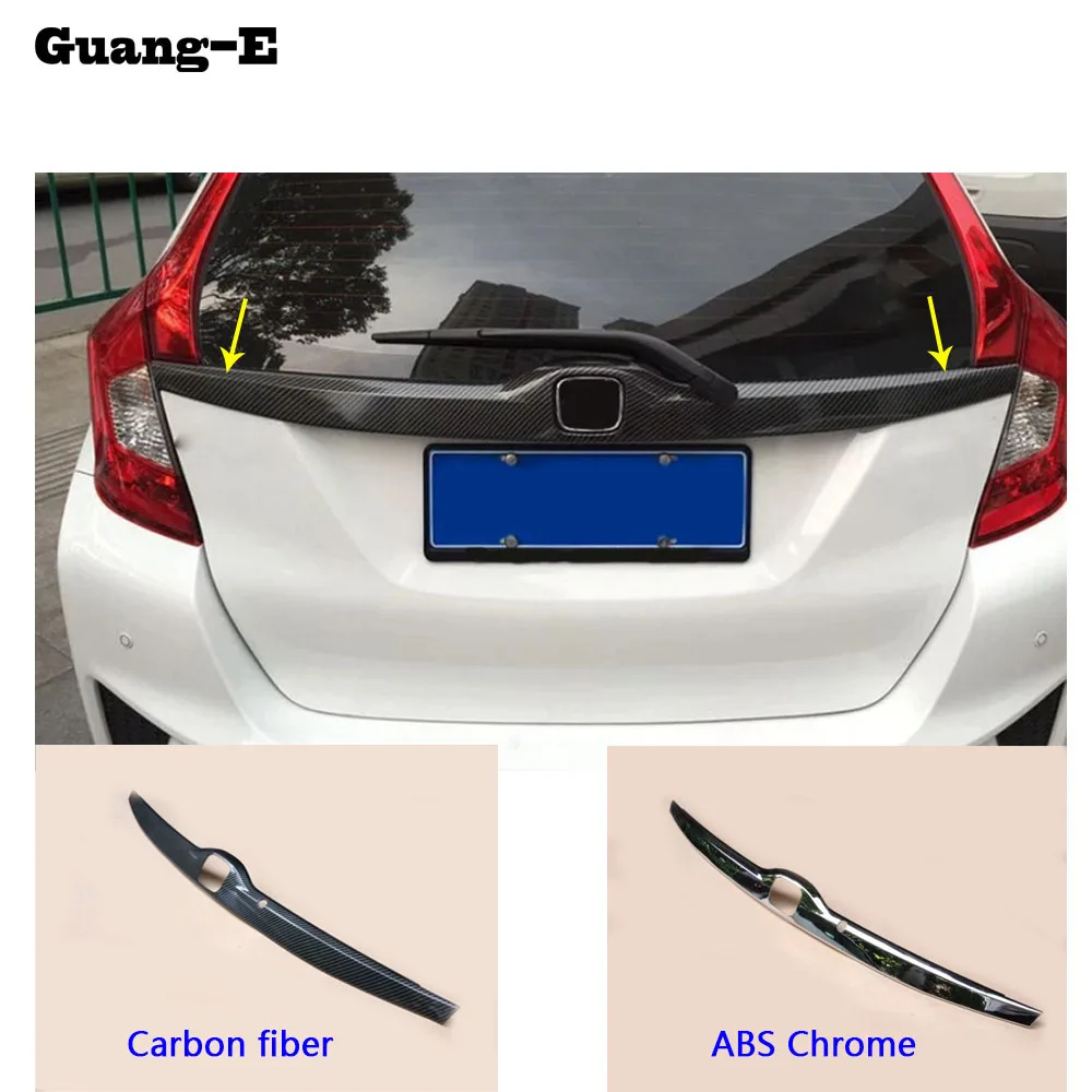 Car Cover ABS Chrome Rear License Plate Door Bottom Tailgate Frame Trim Lamp Trunk For Honda Fit Jazz 2014 2015 2016 2017