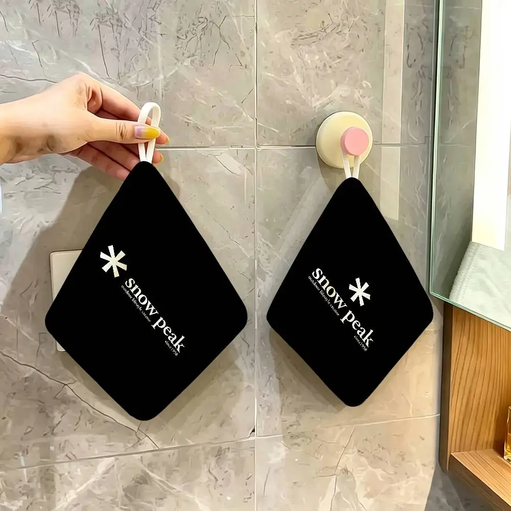 Fashion Cool S-Snow P-Peak Logo Soft Polyester Cotton Towel, Hanging Kitchen Style Hand Wiping Cloth for Restaurant Home