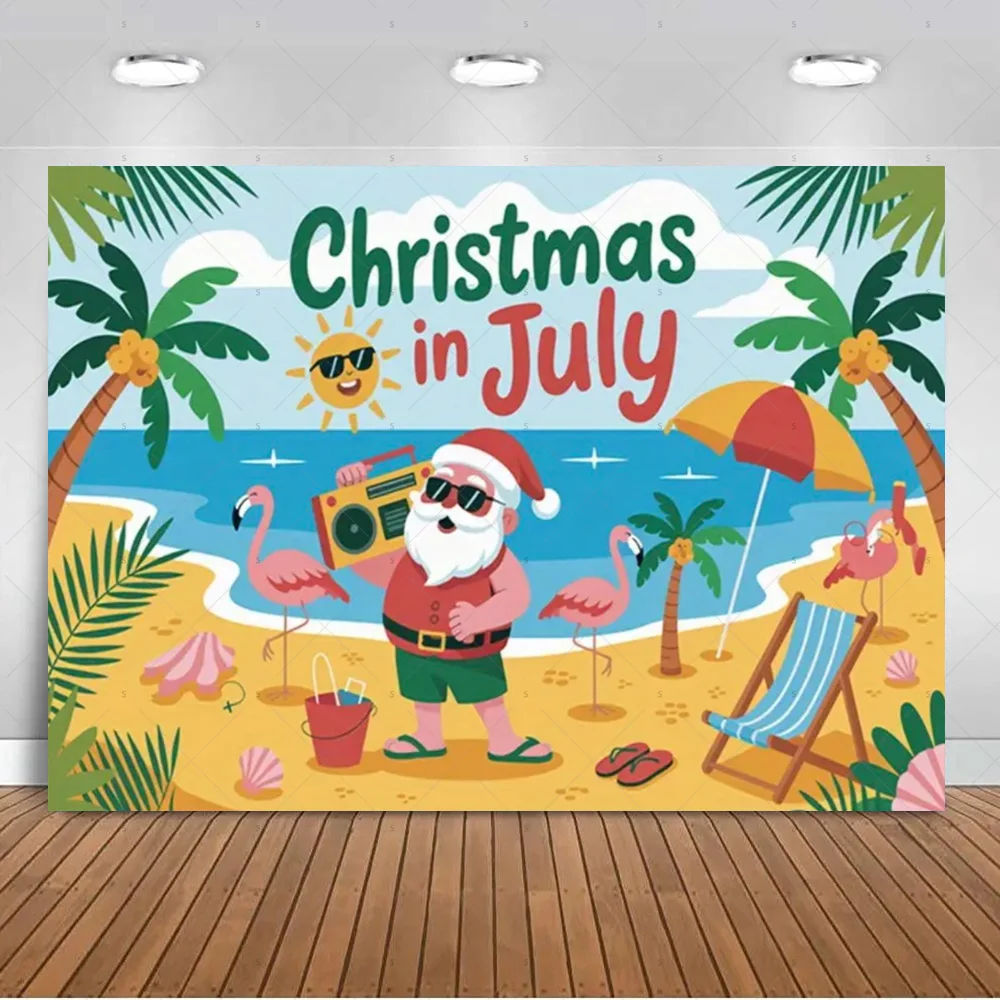 Meer Strand Weihnachtsmann Hintergrund liefert Weihnachtsfeier Dekorationen Weihnachtsbaum Schneemann Hintergrund Banner Fotoshooting Requisiten