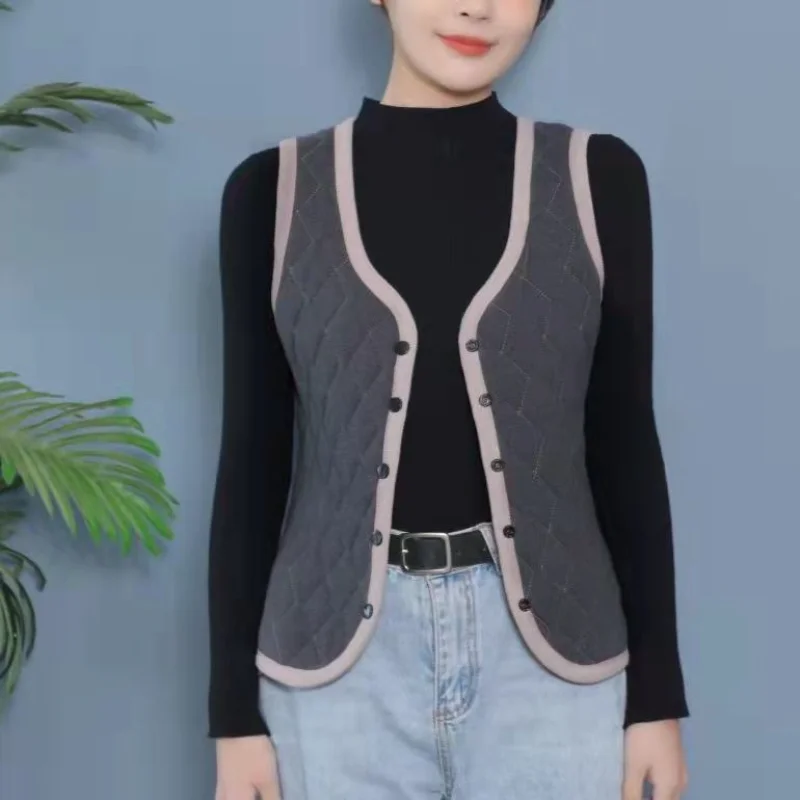 Autumn and Winter New Style Thickened Down Cotton Women's Stylish Thin Slim-fitting Inner Wear Warm Close-fitting Vest