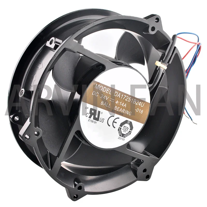 DA17251B24U 17cm 170mm 17251 172x172x51mm 24V 4.14A Double Ball Bearing Cabinet Metal Cooling Fan