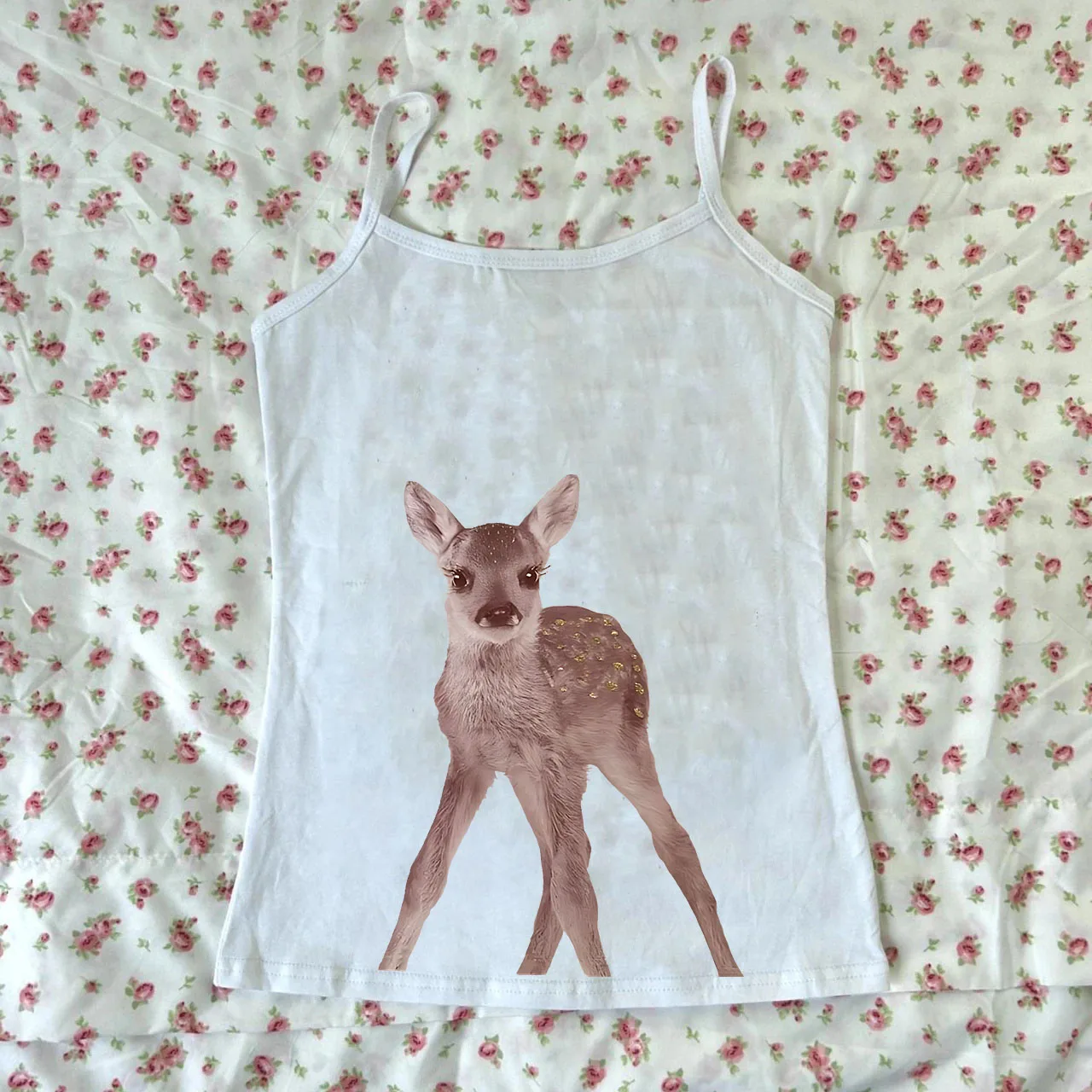 

Y2K Harajuku ретро милый бант с рисунком оленя уличная одежда с принтом повседневная модная женская майка без рукавов Emo Girl