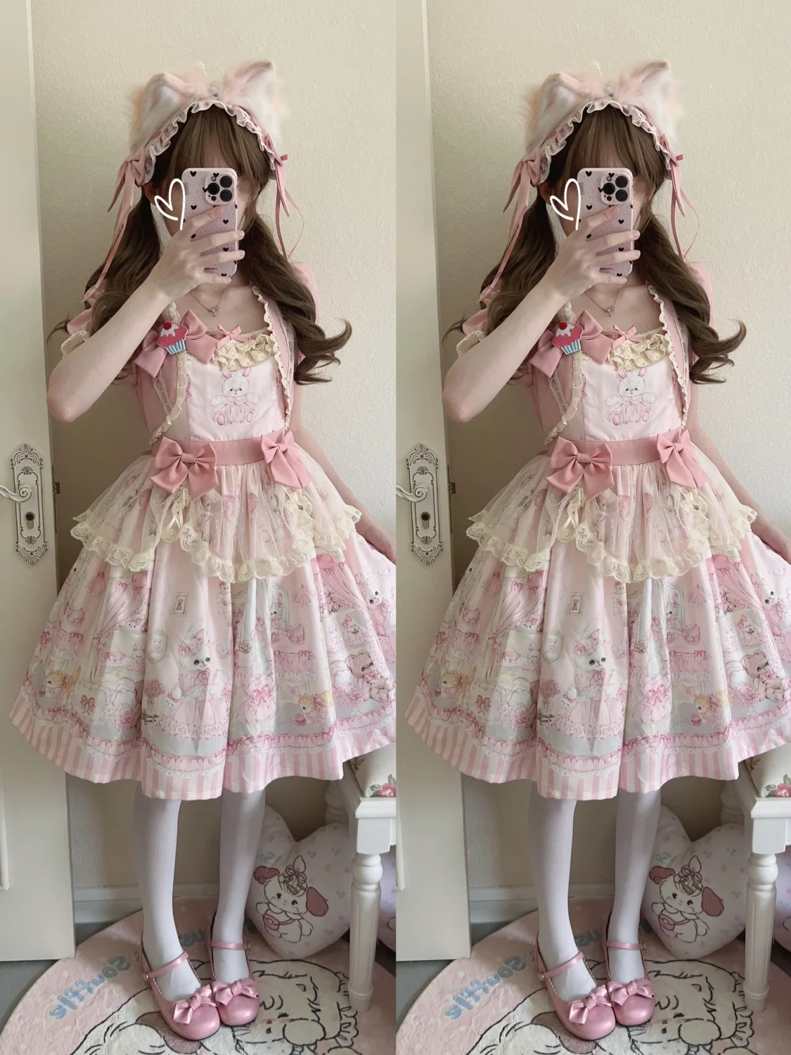 Victorian Sweet Lolita Dres Fake Two Piece Op Dress Kawaii Cute Japanese Vintage Elegant Princess Short Sleeve Dress