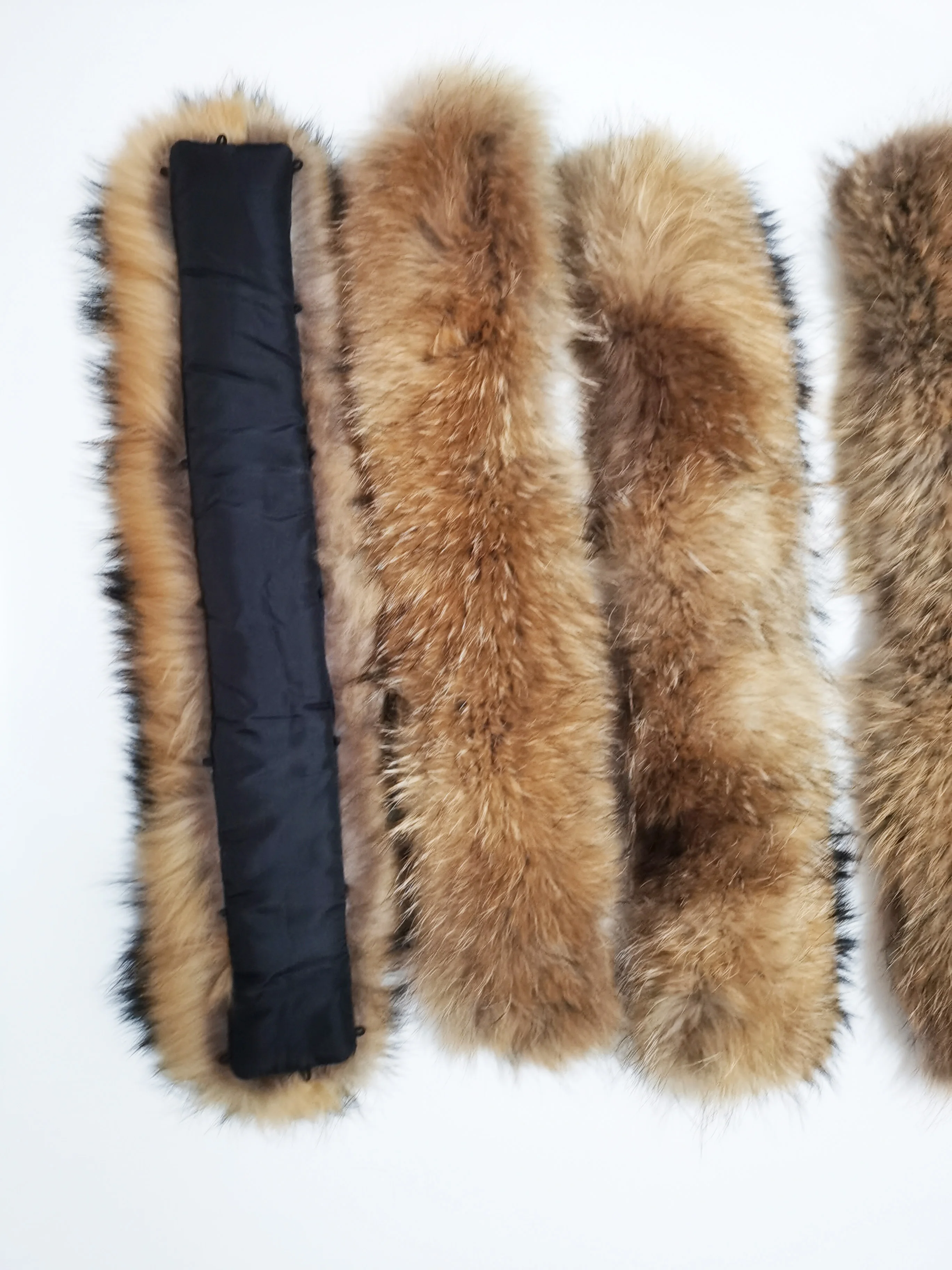 Real Fur Collar Neck Down Jacket Hooded Winter Fur Animal Skin Raccoon Black Scarf Jackets Brown Viking Leather Catcher Brim War