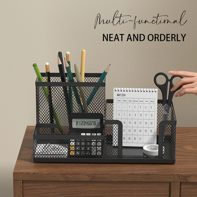 Multifuncional Desk Metal Mesh Pen Holder Organizer Office Supplies School Stationery Storage Case Pen Stand Desktop Accessories image 3