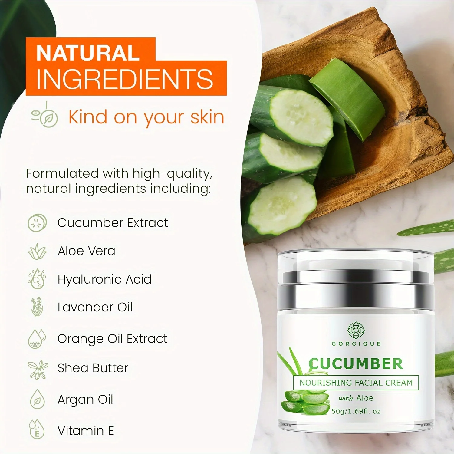 Cucumber & Aloe Daily Face Moisturizer - Hydrating & Cooling, Nourishing Day Cream