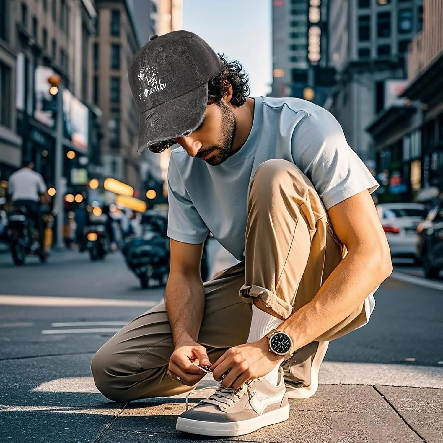 قبعة Dandelion Just Breath للنساء قبعة بيسبول جمالية مغسولة