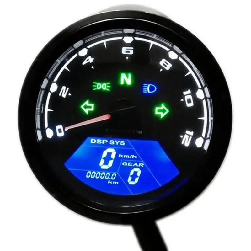Practical Motorcycle LCD Instrument Odometer Tachometer Speedometer Digital LCD Oil Gauge With Induction Sensor